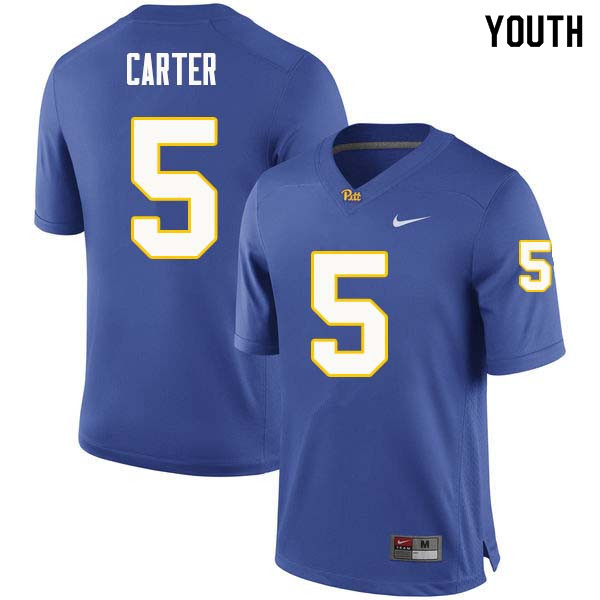 Youth #5 Kamonte Carter Pittsburgh Panthers College Football Jerseys Sale-Royal